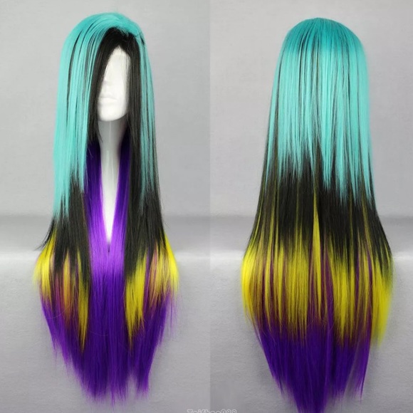 Other - NEW❤️Purple blue black & yellow straight long wig
